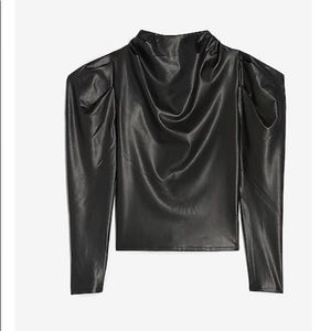Express vegan leather top with mock neck